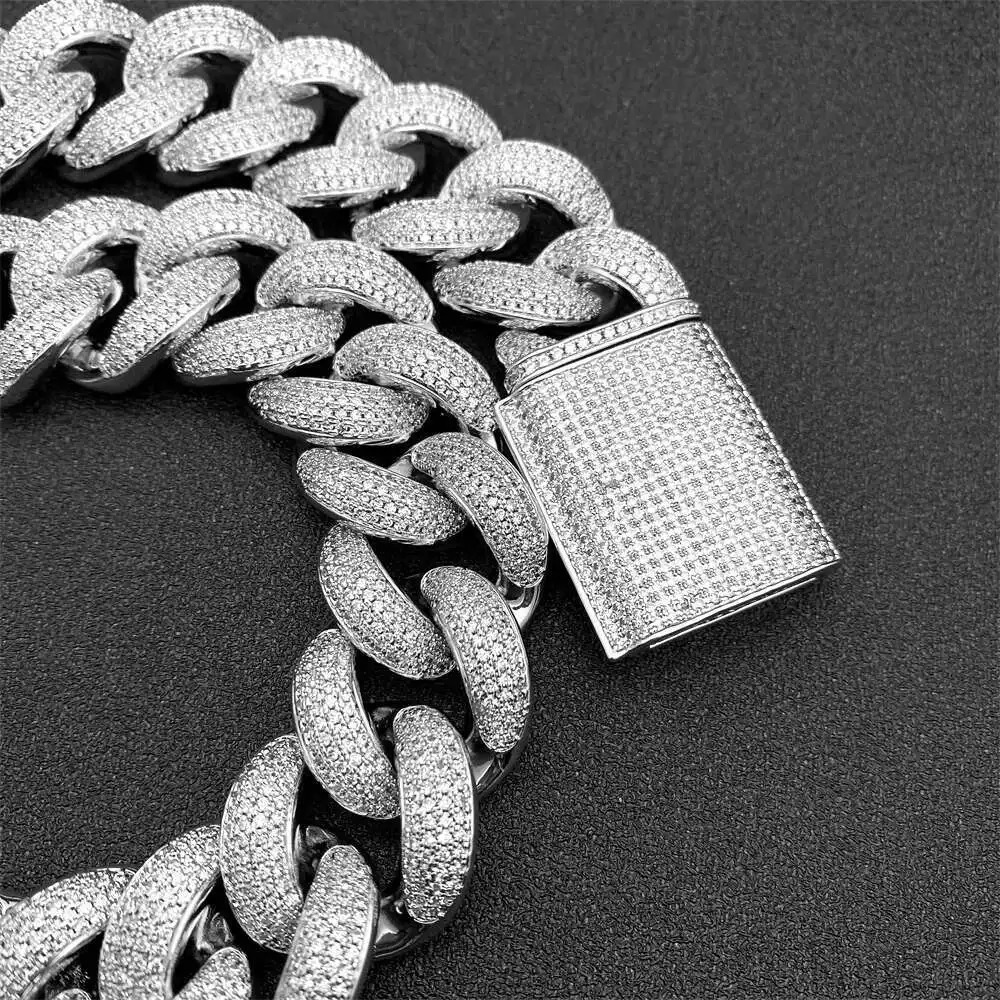 سلسلة كبيرة كلاسيكية 25 مللي متر قلادة الهيب هوب مثلج بالكامل مويسانيتي الماس 925 الفضة والمجوهرات قلادة الكوبية ربط سلسلة