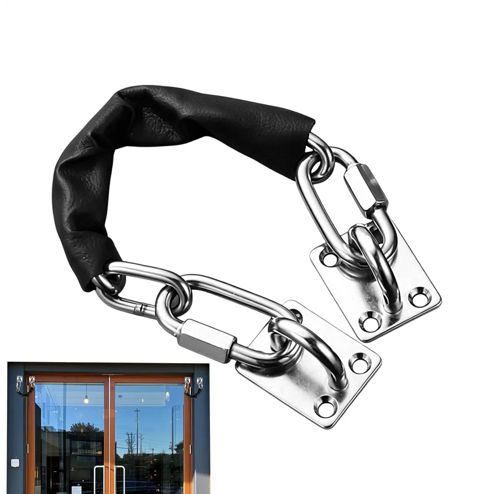 Door Security Chain 304 Stainless Steel Heavy Duty Anti Fall Windproof Door Stopper Limiter For Hotel Commercial Glass Door Safe
