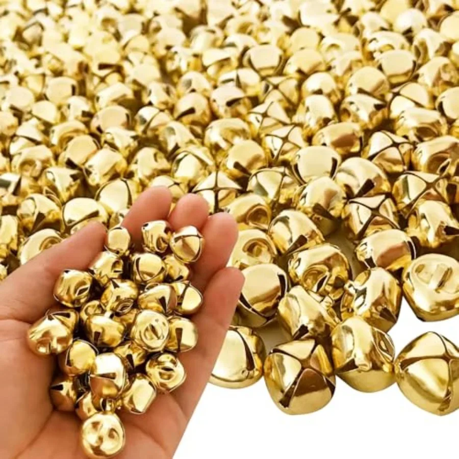 

Jingle Bells, 300 Pieces 1/2 Inch Craft Bells, DIY Craft Bells for Wreath, Holiday Home Decoration Gold