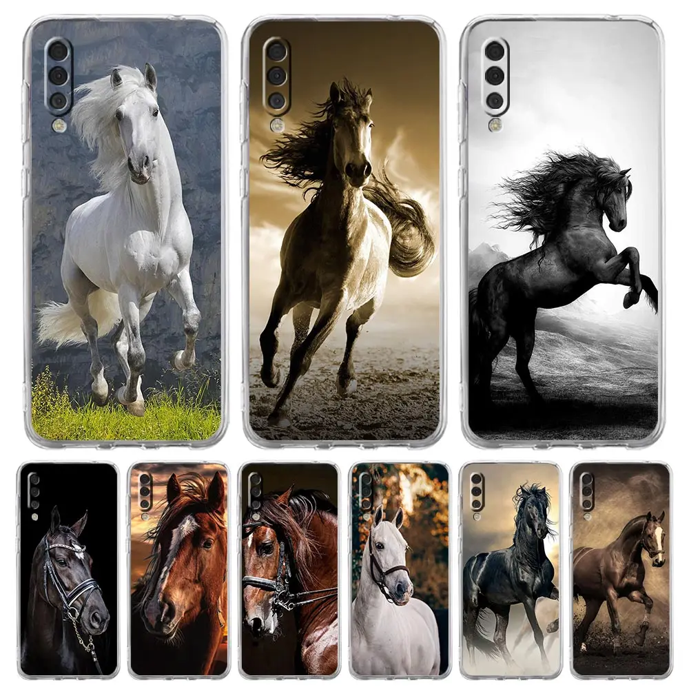 Running Horse Animal Phone Case For Samsung Galaxy A52 A50 A70 A10 A30 A40 A20S A20E A02S A12 A22 A72 A32 5G A04s Clear Cover