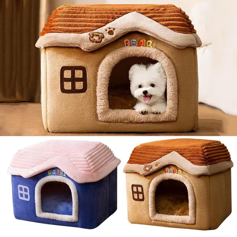 

Cat House Novel Cute Castle Cat Bed Winter Warm Cat Tent Warm Comfortable Pet Enclosed Bed Foldable Cat Beds For Small Dogs Pupp