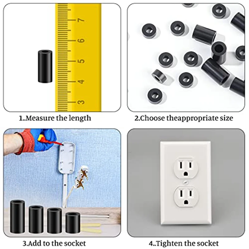 550 szt. Gniazdko elektryczne przekładki czarny Nylon okrągły element dystansowy do wkrętów i części zamiennych akcesoria do śrub M3/M4