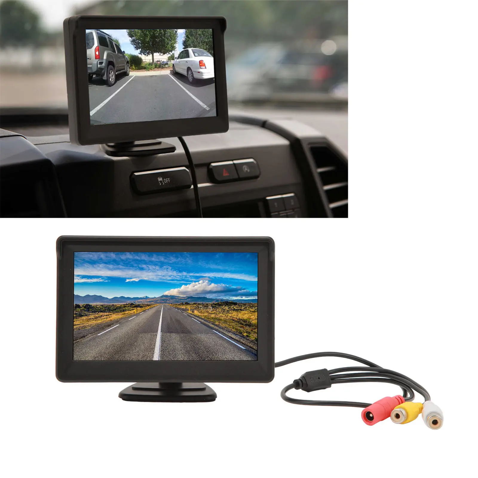 iPoster 5 Inch Car Monitor Dual Mounts Backup Camera Reversing Aid Night Vision Waterproof Fisheye Glass Lens 12V For Car SUV Rv Van