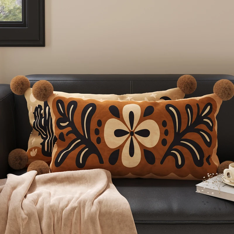  Mid-century Style Sofa Pillows Bedroom Decor Core Included Backrest Cushion Rectangular Shape PP Cotton Filling