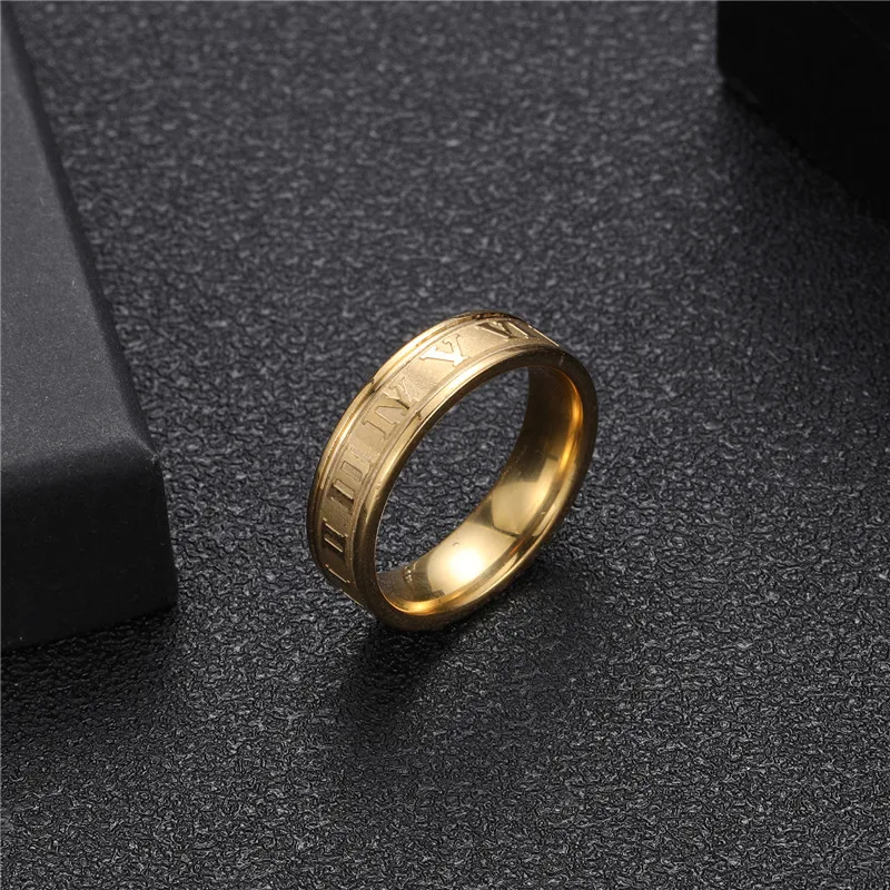 Inoxidable Vintage Roman Numberss Ring Temperament Fashion 6mm Width Stainless Steel Couple Ring For Men Women Jewelry Gifts