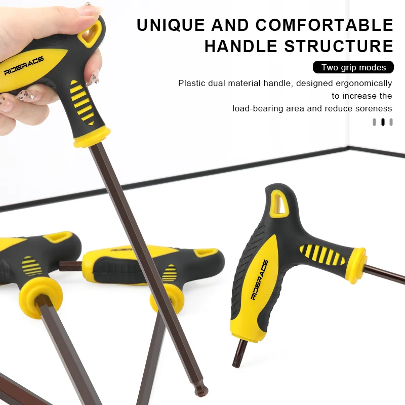Llave Allen para bicicleta con mango en T y cabeza de bola de acero - imagen 3