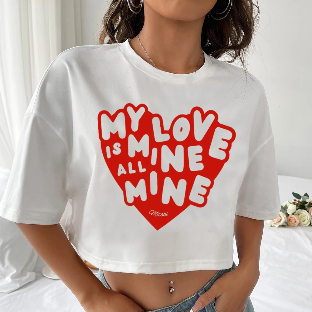 Mitski Crop Tops Mitski My Love Mine All Mine Shirt Mitski Merch Gift for Her O-Neck Short Sleeves Crop Tops