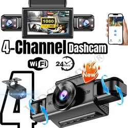 3/4 Channels 360° DashCam for Car Video Recorder 1080P Car DVR 24H Parking Monitor Front Right Rear View Night Vision Black Box