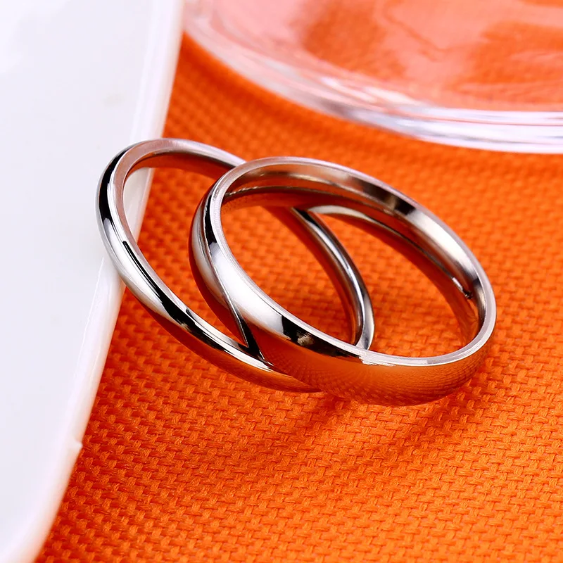 2/4/6/8MM Fashion  316 Titanium Stainless Steel Ring Wholesale Laser Silver Color Jewelry for Men Woman Wedding Punk Men's Ring