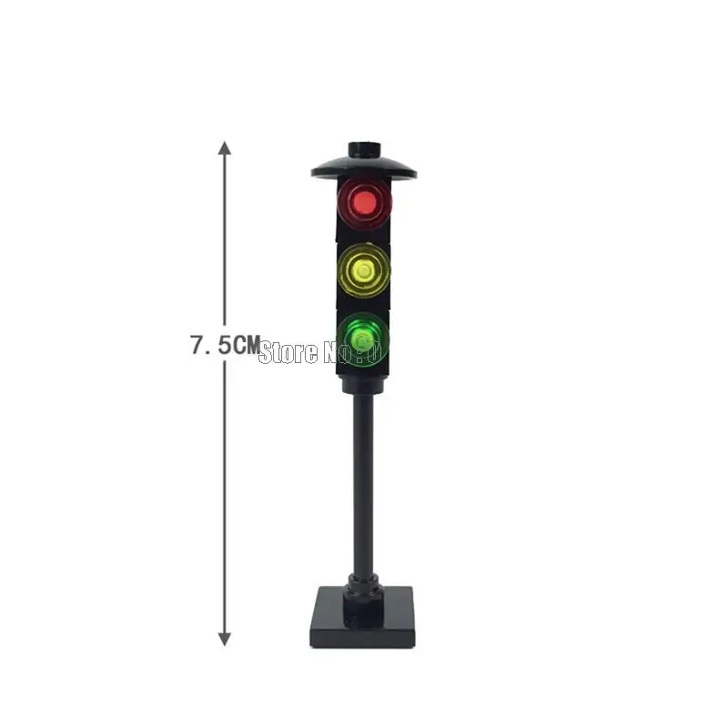 Treno de estrada semáforo sinal telégrafo pólo diy moc crianças educacional tijolo blocos de construção brinquedo