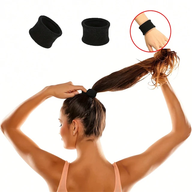 3 sztuk/1 zestaw moda damska czarne szerokie grube elastyczne gumki prosty styl ładny uchwyt na kucyk Scrunchies rozciągliwe gumki do włosów H