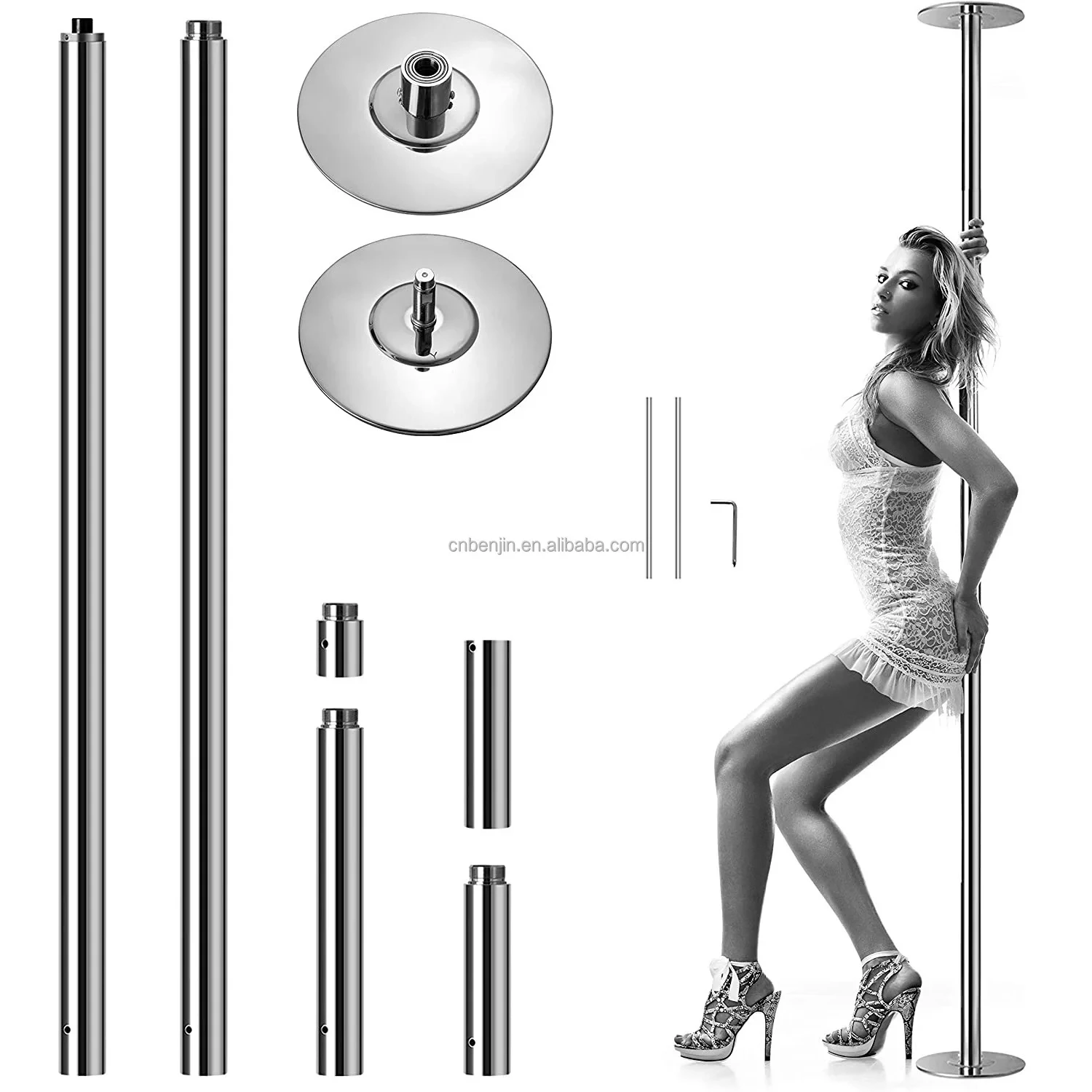 Multicolour 45mm Steel Dancing Pole Rotating Fixed Dual Use Portable Home Bar Training Dance X-pole