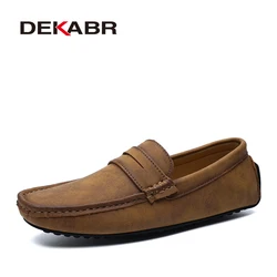 DEKABR Fashion Men Shoes Genuine Leather Casual Shoes Classic Mens Loafers Slip On Men's Flats Driving Shoes Plus Size 49