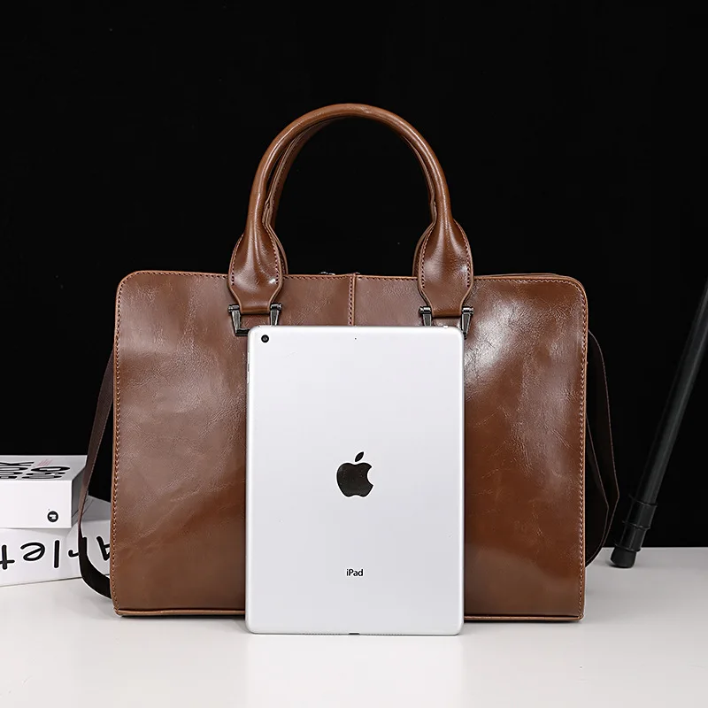 Leder Aktentaschen für Männer Laptop Aktentasche 13 Zoll Business Umhängetasche für Männer Computer tasche wasserdichte Schulter Laptop taschen