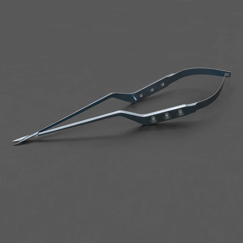 Titanium Alloy Straight e Curved Head Gun Scissors, Brain Microscissors, Instrumentos Neurocirúrgicos, Aço inoxidável