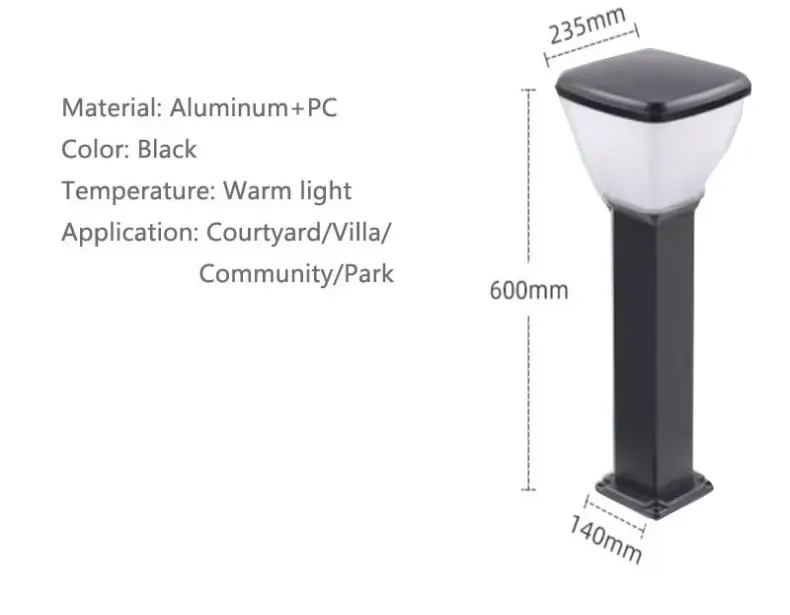 LED Outdoor Lawn Light Pathway Lamp Villa Courtyard Path Landscape Lighting Street Square Aluminum Bollard Lamps Waterproof IP65