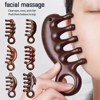 머리 자오선 마사지 빗 링, 두꺼운 백단향, 넓은 이빨 빗, 침술 치료, 정전기 방지, 부드러운 모발 