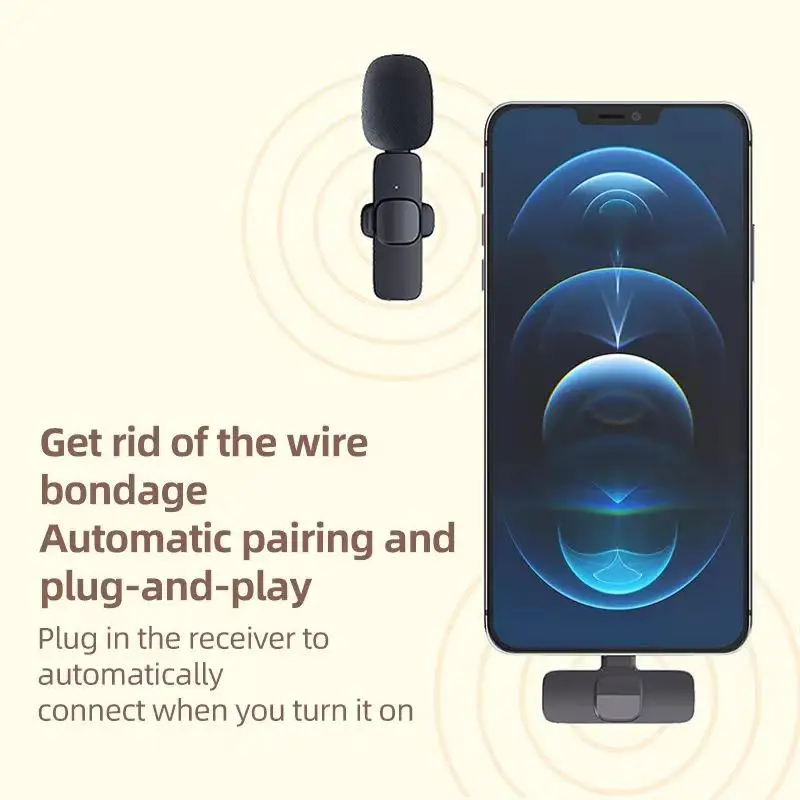 ميكروفون K9 الاحترافي اللاسلكي Lavalier لنظام Android Type C iPhone البث المباشر لتسجيل الألعاب ومقابلة Vlog