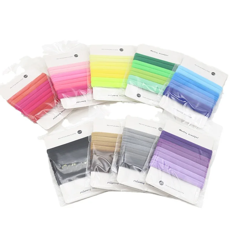 アスレチックヘアバンド 8個入り プレミアムナイロンシュシュ 跡がつかないヘアゴム 太い髪用 ヨガ ランニング ヘアアクセサリー 女の子用