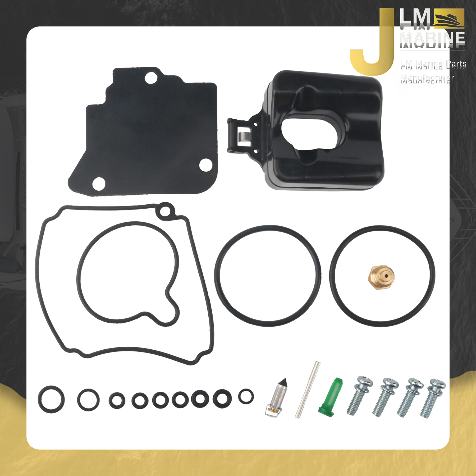 JLM 6F6-W0093-00 for Yamaha 40 HP E40 2003 Marine Outboard Carburetor Repair Kit with Float 6F5-W0093-01 6F5W009301