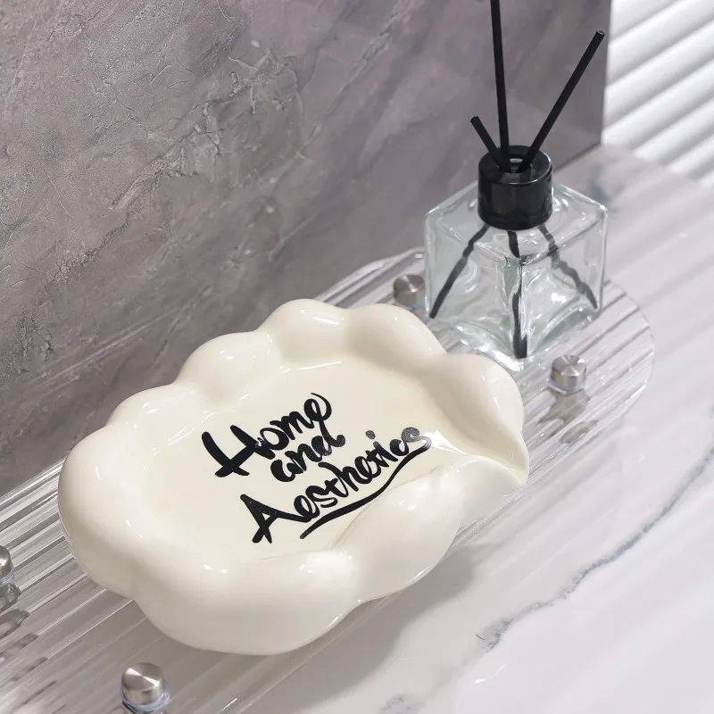 

Креативная керамическая дренажная мыльница, легкая роскошная однотонная мыльница в форме облака, кухонные принадлежности для ванной комнаты, стеллаж для хранения, 1 шт.