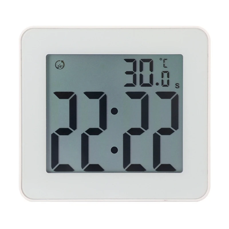 Digital Bathroom Shower Kitchen Clock Timer with Alarm, Waterproof for Water Splashes, Visual Countdown Timer