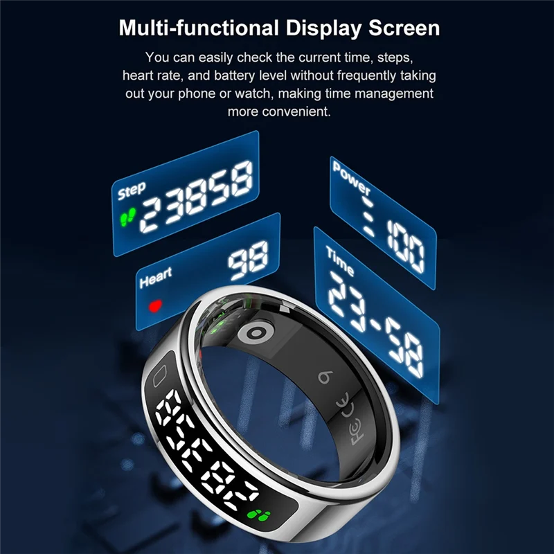 FFYY-R11C Smart Ring Fitness Tracker With Display Screen Health Monitoring Heart Rate Blood Oxygen Sleep Tracking - Image 4