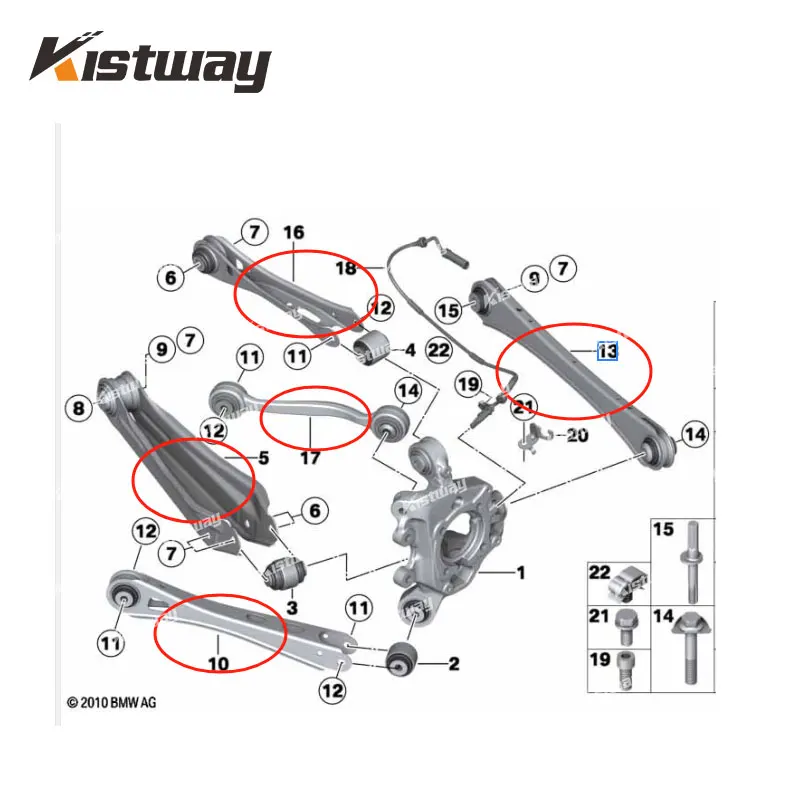 10PCS Rear Control Arm Kit For BMW X3 F25 X4 F26 33326788550 33326788549 33326786981 33306786991 33326795812 33326786978