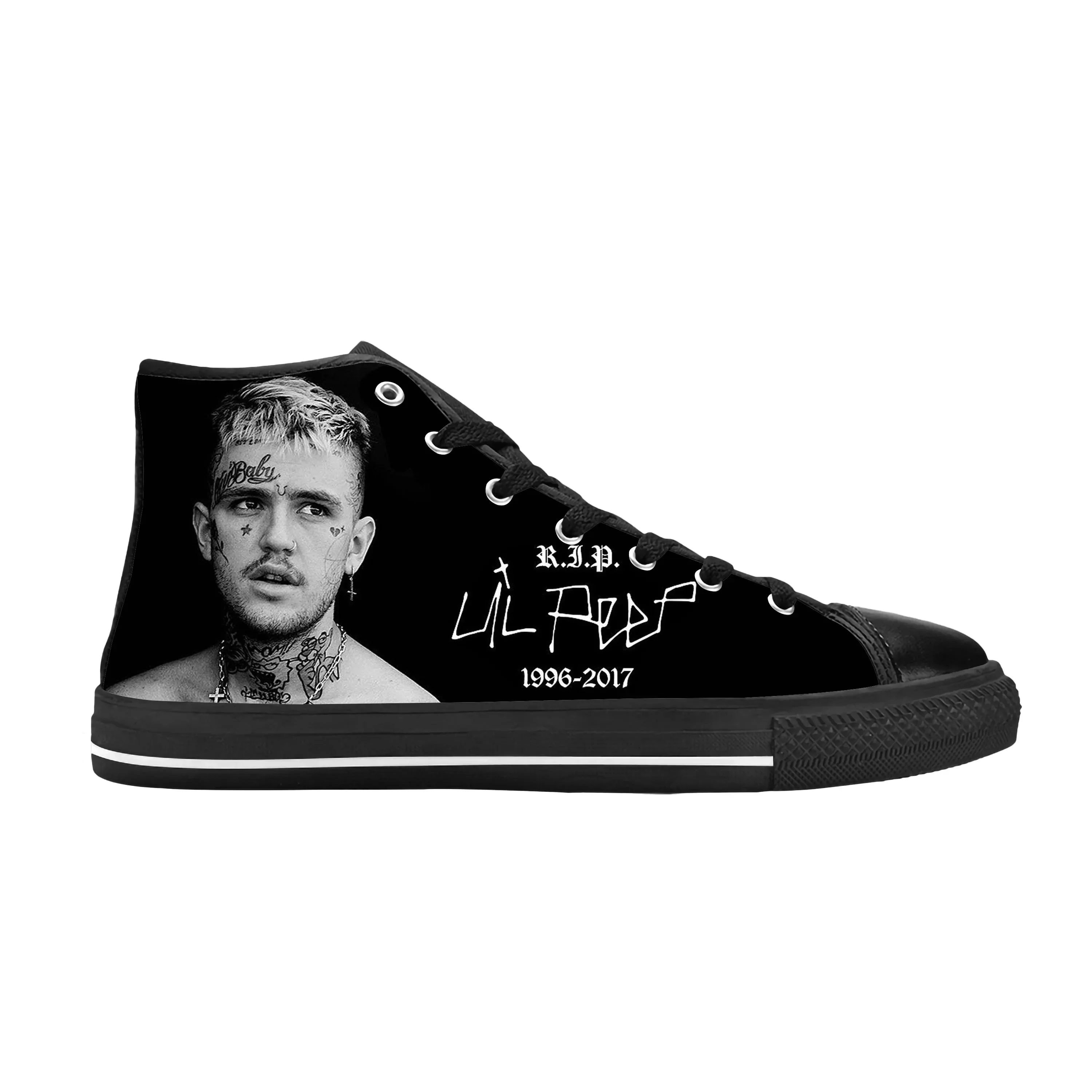 Hot Lil Peep Hip Hop Rap Rapper Music Singer Rock scarpe di stoffa Casual High Top confortevole traspirante stampa 3D uomo donna Sneakers