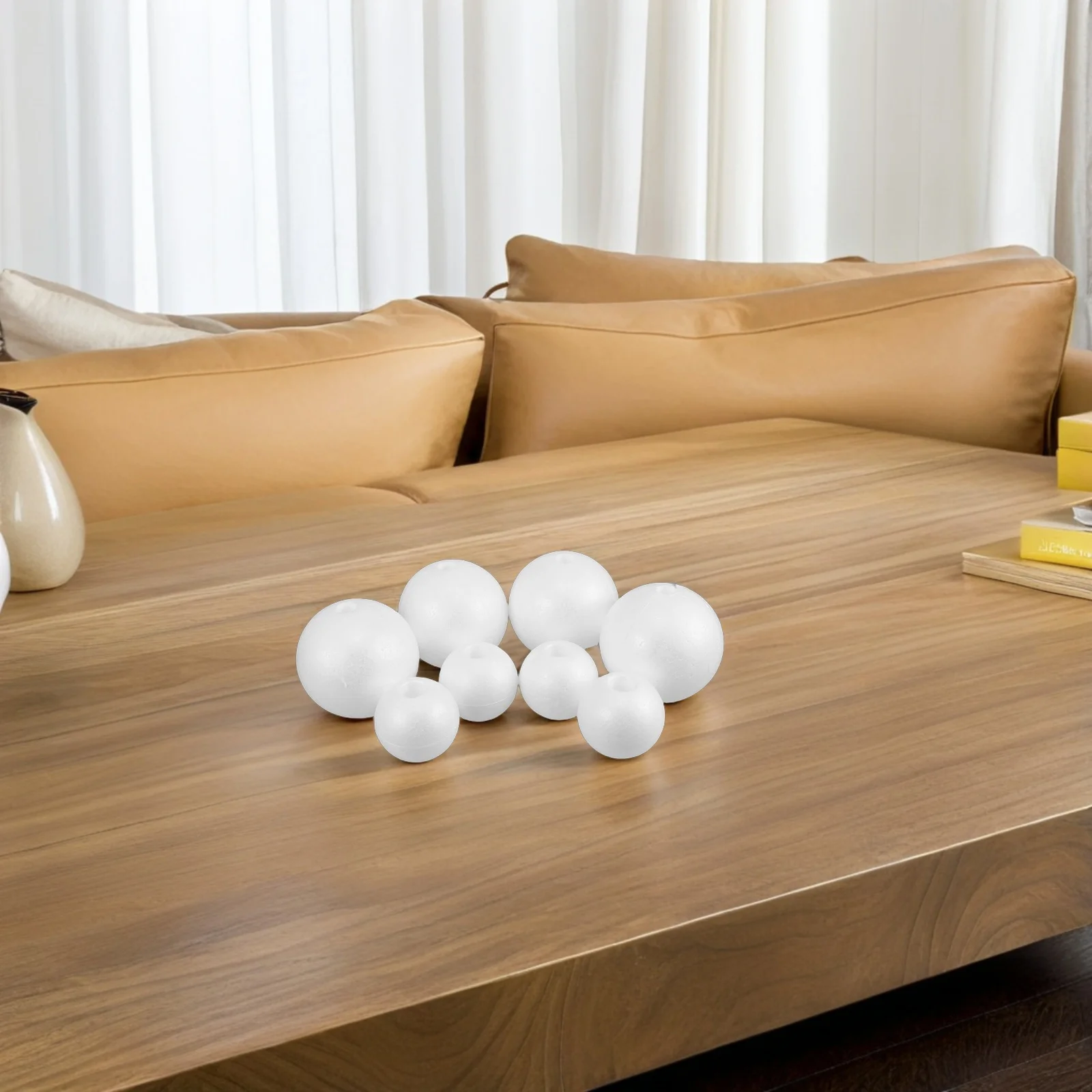 

8Pcs White Polystyrene Foam Balls Pre Drilled Smooth Surface Craft Spheres for DIY Projects Ornaments Decorations