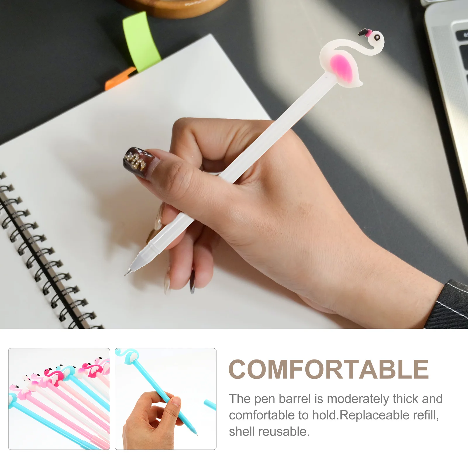 

10Pcs Carbon Gel Ink Pen Swan Creative Design Office Signature School Student Writing Lovely Roller Ballpoint 0.5mm