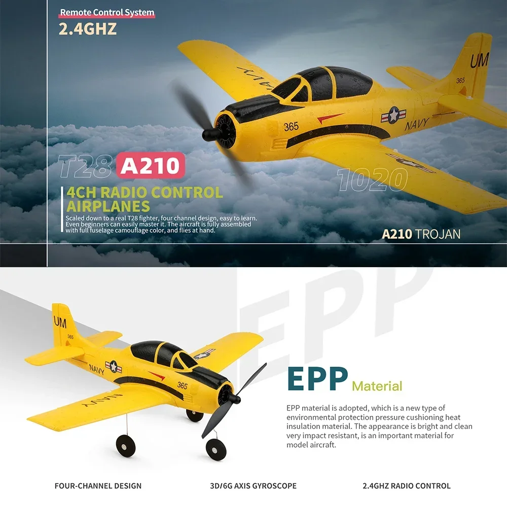 Wltoys A210 RC Airplanes 4CH 6-axis Gyro P40 Fighter Remote Control Glider Unmanned Aircraft Outdoor Toy for Adults Kid