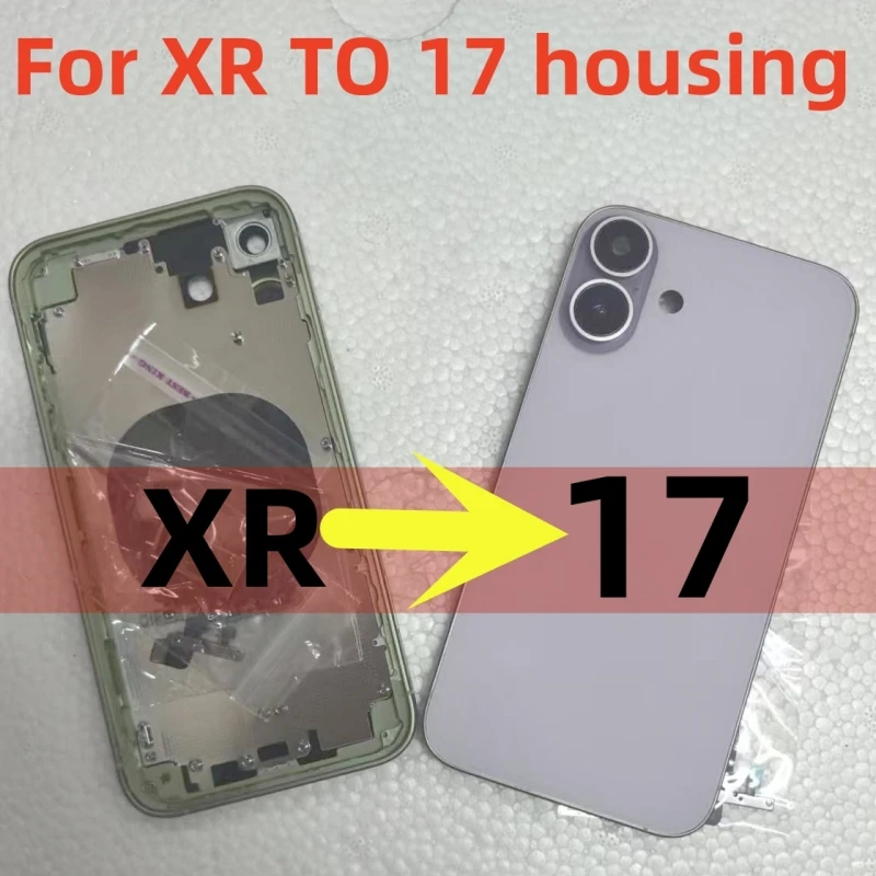 كاميرا كبيرة تجميع DIY الإسكان آيفون XR مثل 17، XR إلى 17 XR DIY 17 التيتانيوم نمط 6.1 "مجموعات استبدال الهيكل هدايا مجانية