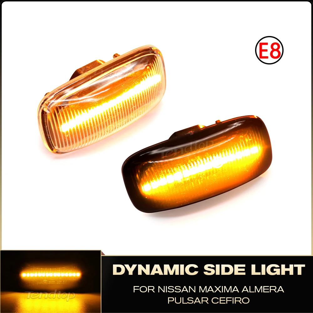 2Pcs For Nissan Maxima Almera Pulsar N15 Cefiro A32 1995-2000 Dynamic LED Side Make Turn Signal Light Blinker Indicator Lamp