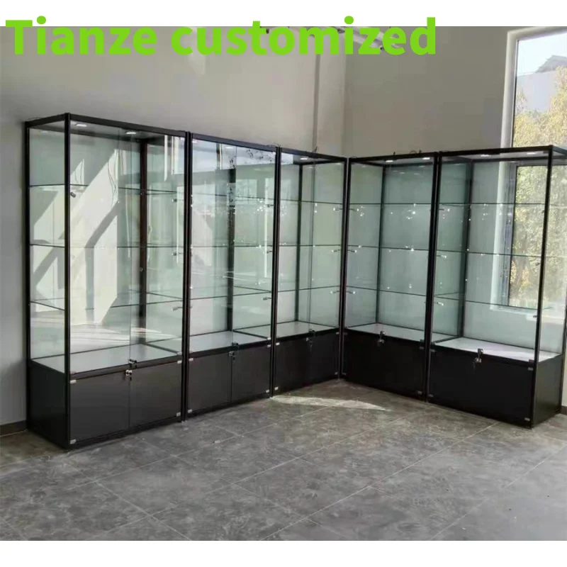 (customized)Wooden Glass Cabinet Retail Shop Showcase Cosmetics Display with Lock