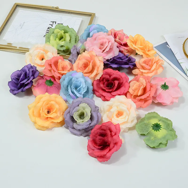 

300pcs 8cm 11colors Artificial Rose Silk Flower Heads Decorative Flowers For Diy Wedding Garden Home Party Bouquet Decoration