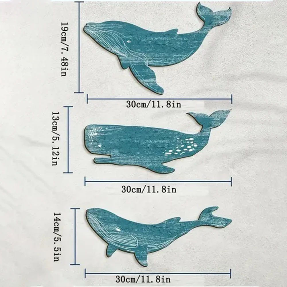 Decorative Accent As Shown Whale Wall Art Rustic Decor Coastal Home Decor Three Piece Set Charming Wall Focal Point