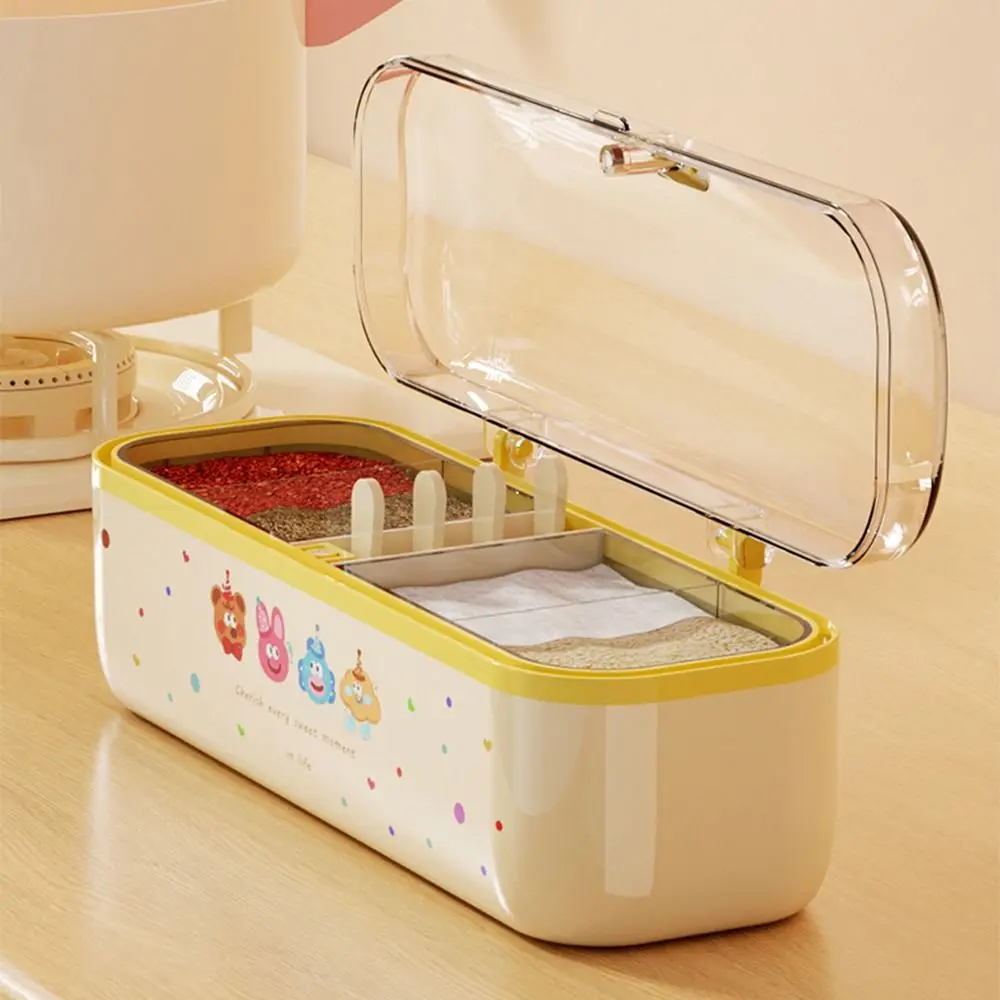Sealed Spice Storage Rack Food Grade Moisture-proof Kitchen Storage Organizer 4 Grids Durable Kitchen Seasoning Jar
