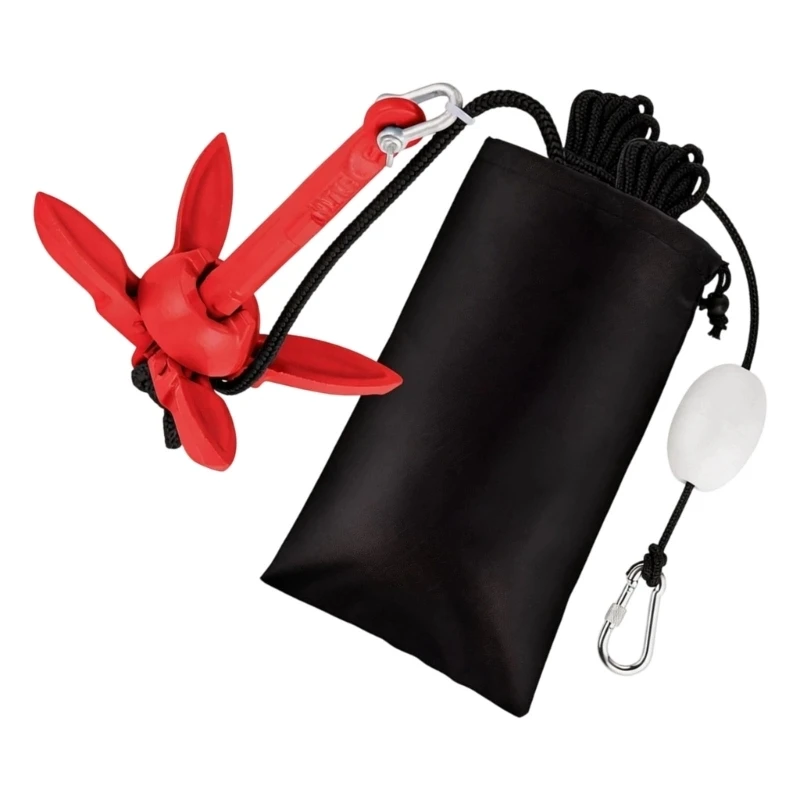 3.5Lb Folding Grapnel Mooring with 40Ft Rope Buoy & Carabiner 4 Claws Boat Mooring Set 1500G for Kayak Canoe D7YA
