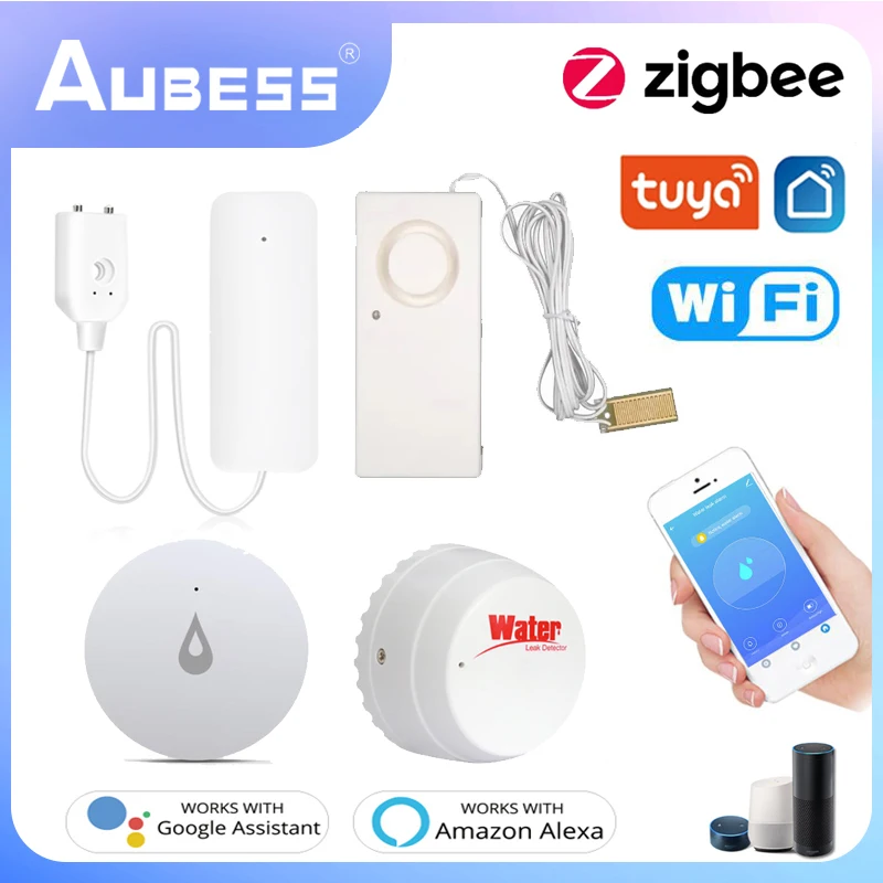 

Tuya Zigbee Water Leakage Sensor Leak Alarm Detector Flood Alert Overflow Smart Home Security Works With Tuya Zigbee Gateway Hub