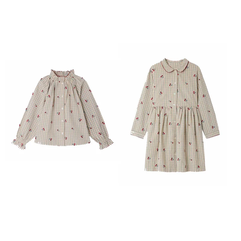 Clothing In Stock 2026 BP NEW Summer Spring Baby Girls Sets Cherry Embroidered Shirt Dress Kids Boys Top Clothes Dresses Casual