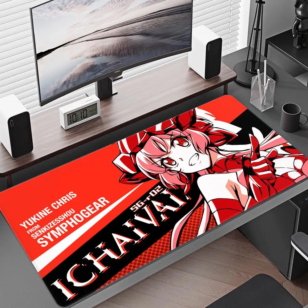 

SymphogearAXZ Mouse Pad Pc Gamer Cabinet Desk Mat Keyboard Computer Gaming Accessories Anti-slip Anime Rug Xxl Mousepad Mice mat