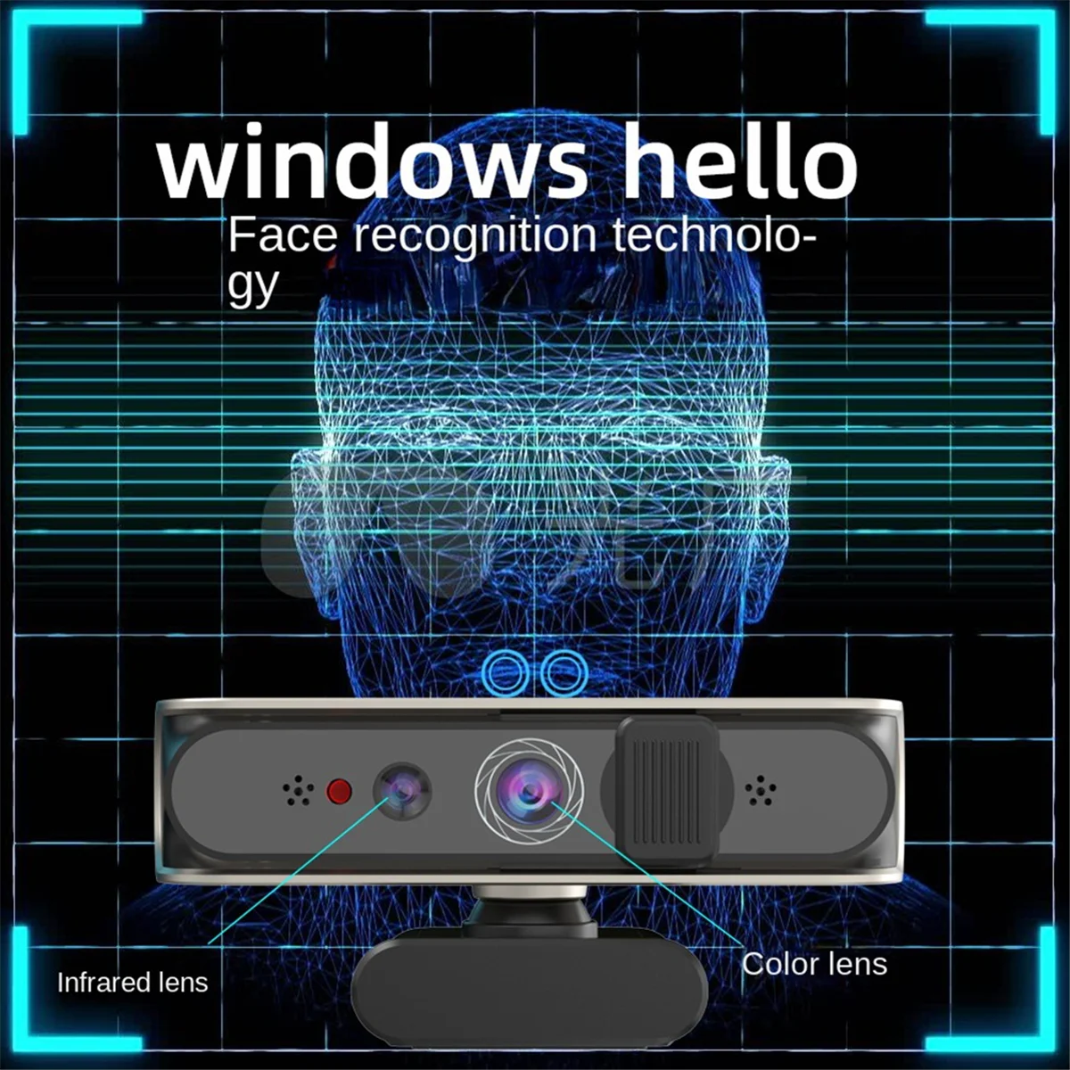 Câmera de microfone embutida de login de reconhecimento facial de mesa para Windows Olá
