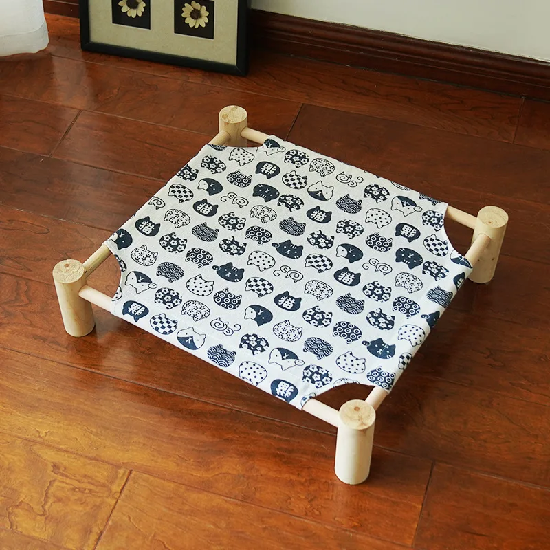 Moisture-Proof Wooden Pet Camp Bed for Cat and Dog, Simple Splicing, Off the Ground, Small Dog