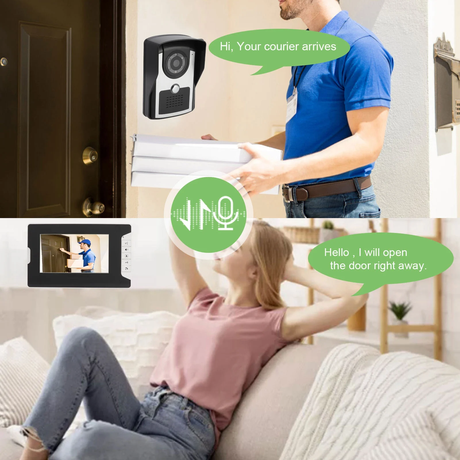 Video Intercom Doorbell Intercom System Visual Doorbell High Definition ABS Aluminum Acrylic Dual Monitor LCD Screen for Home