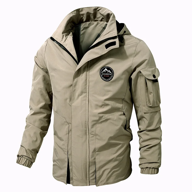 Outdoor Hooded Jacket Tactical Jacket Men Outdoor Mountaineering Windbreaker Multi Pocket Jacket Solid Color Coat Tops Clothing