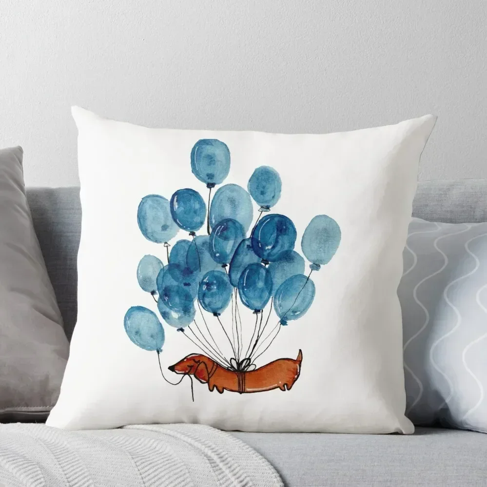 

Dachshund dog and balloons Throw Pillow Cushions Home Decor bed pillows Pillows Aesthetic pillow