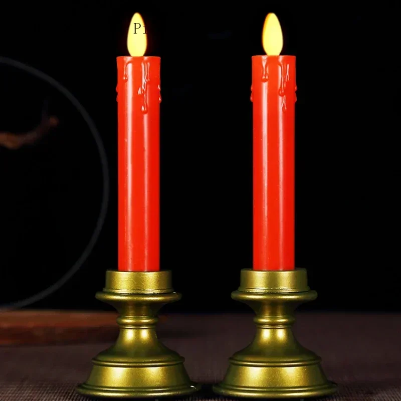 Plastic Candlestick, Household Buddhist Hall Prayer Peace and Love 2pcs