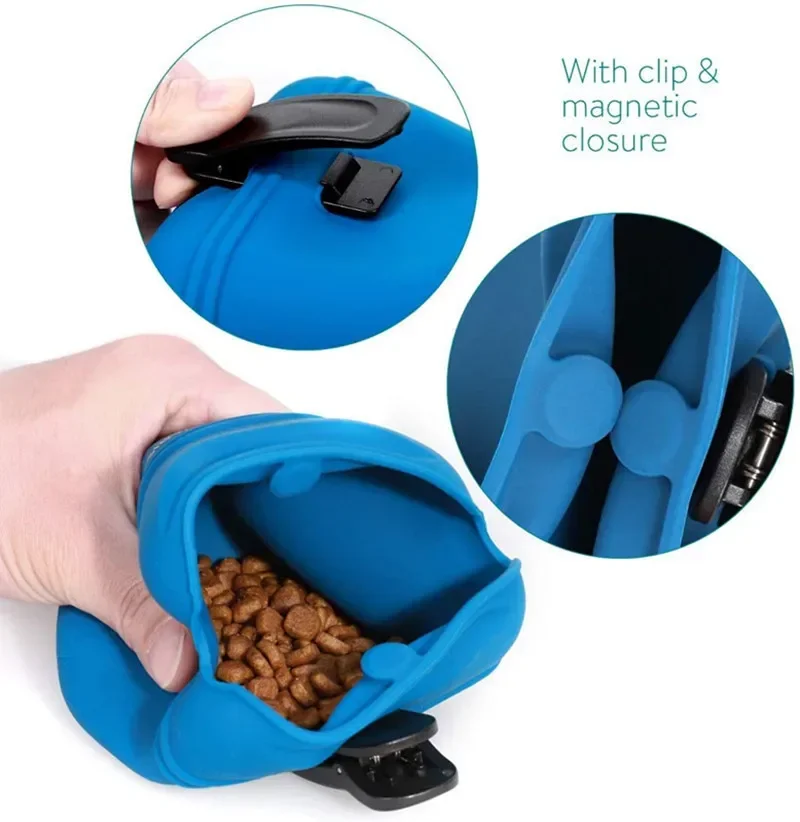 Silicone Dog Treat Bag Pet Portable Dog Training Waist Bag Outdoor Feeder Puppy Snack Pouch Food Reward Storage Bag Pet Supplies