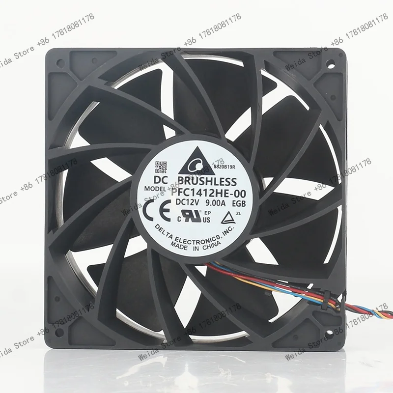 

Cooling Fan 14038 New Delta DC 12V 9.00A Large air Volume PFC1412HE-00 14CM High Speed Server Chassis 140X140X38MM